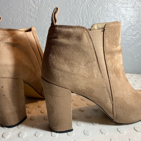 BCBG Maxazria Camel Suede Chunk Heel Booties - Picture 5 of 16